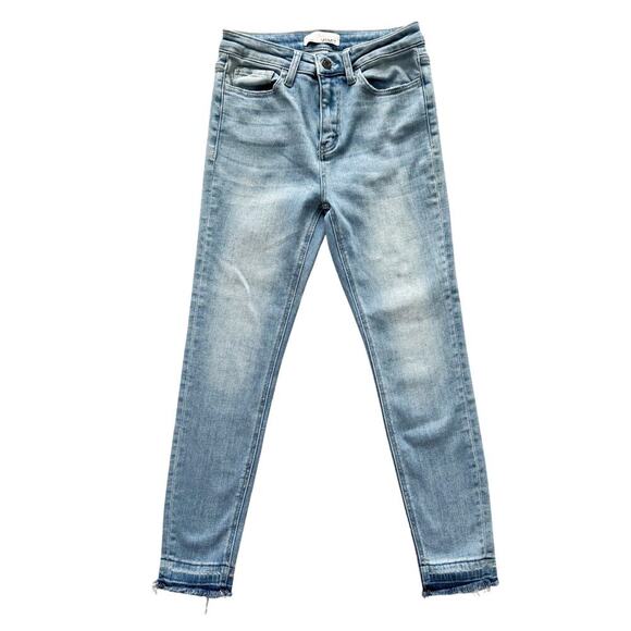 Vervet Skinny Jeans Women's Sz 27 Blue Raw hem High Rise Bodycon distressed - Picture 1 of 10